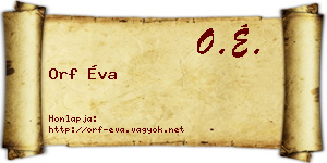 Orf Éva névjegykártya